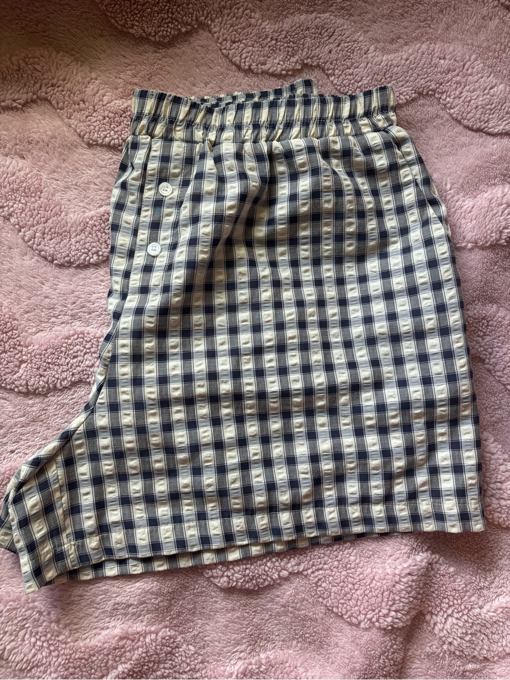 HG- Blue and White Check boxer style shorts. Size XL
